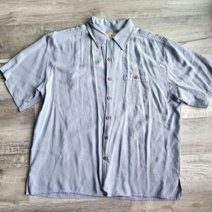 Joe Marlin 100% Silk Button-Up Shirt XL Light Blue Men's Dress Shirt